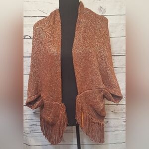 NWT LOF glittery fringed shrug one size